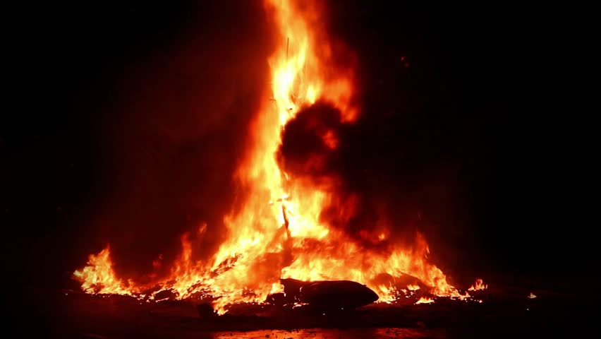 Fire in Valencias feast of Las Fallas a traditional event where figures are burned on san Jose March day