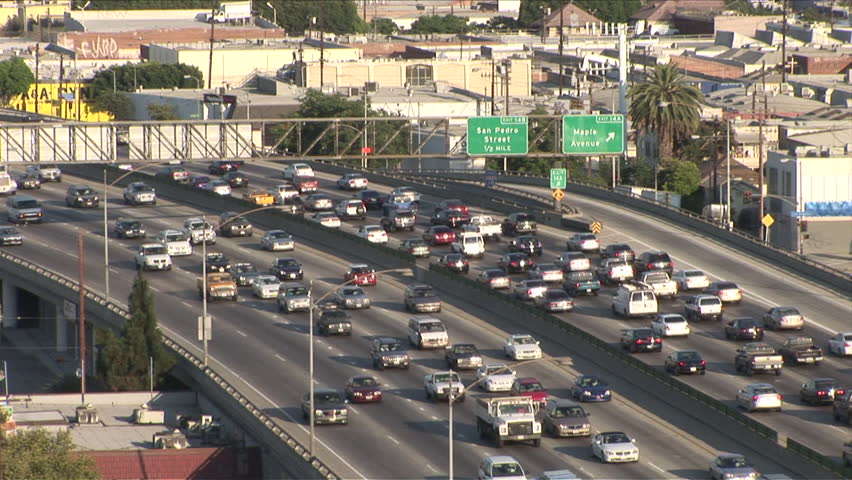 View of condensed traffic in Los Angeles United States