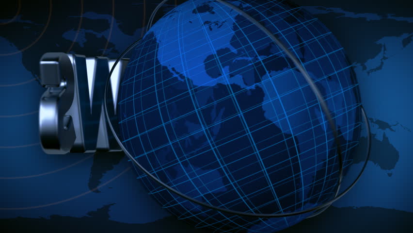 Broadcast news earth globe opening Intro title animation - Blue