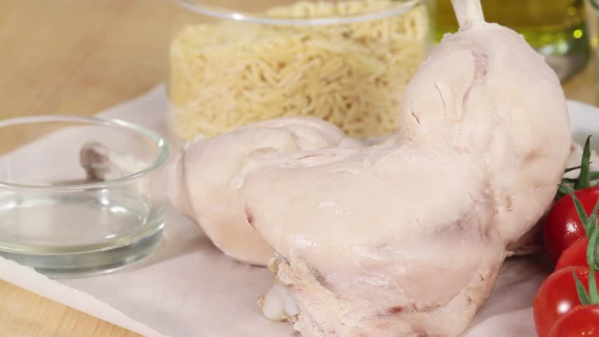 Ingredients for chicken and orzo salad