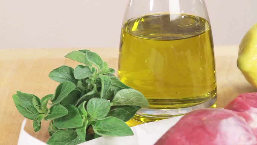 Oregano, lamb, olive oil, lemons and pepper