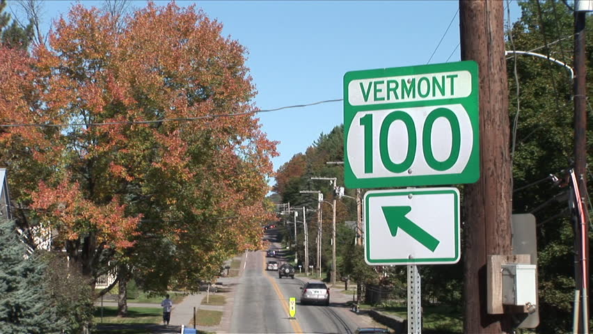 View of road sign on a country road in Vermont United States