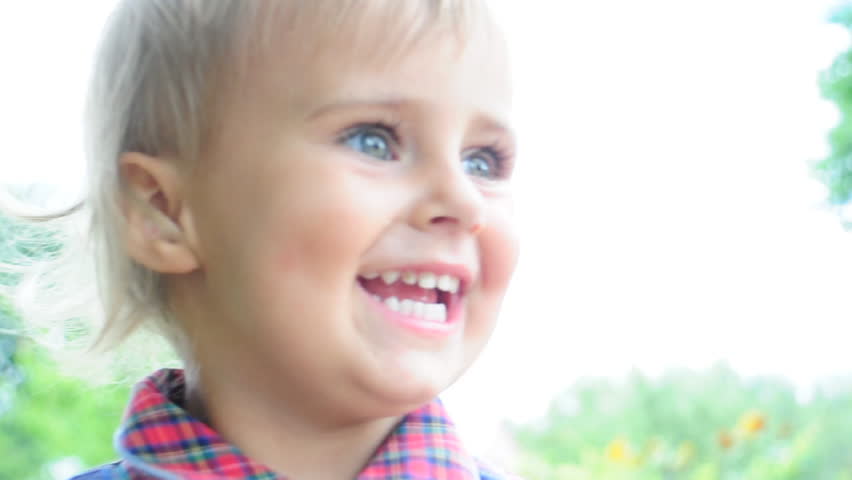 happy baby running and laughing