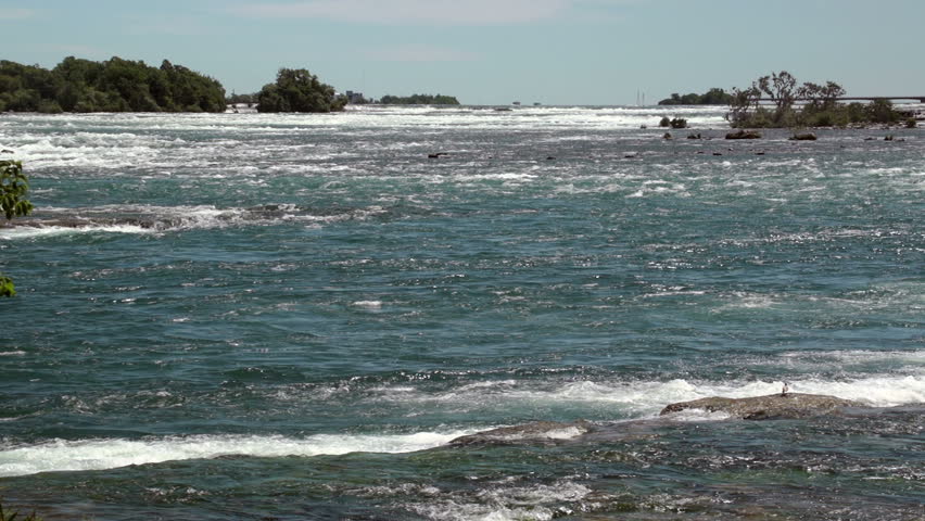 White Water At the Niagara River, issues from Lake Erie and flows north over Niagra Falls to Lake Ontario.
