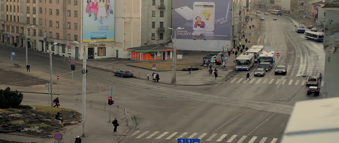 RIGA, LV - MAY 2012 - Time lapse of a busy intersection in Riga, Latvia.