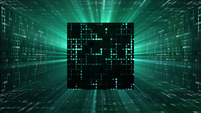 Animated space sci-fi cube rotating in green colors. This clip is seamless loop-able. 