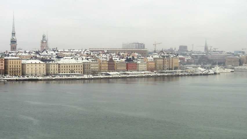 View of Stockholm with water in the foreground, Stockholm, Sweden.