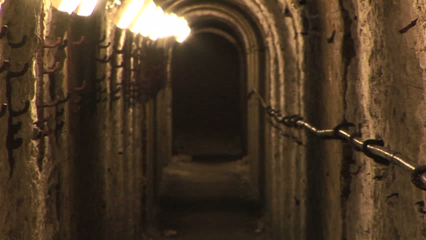 An underground tunnel used by the British military during WWII, Dover, UK.
