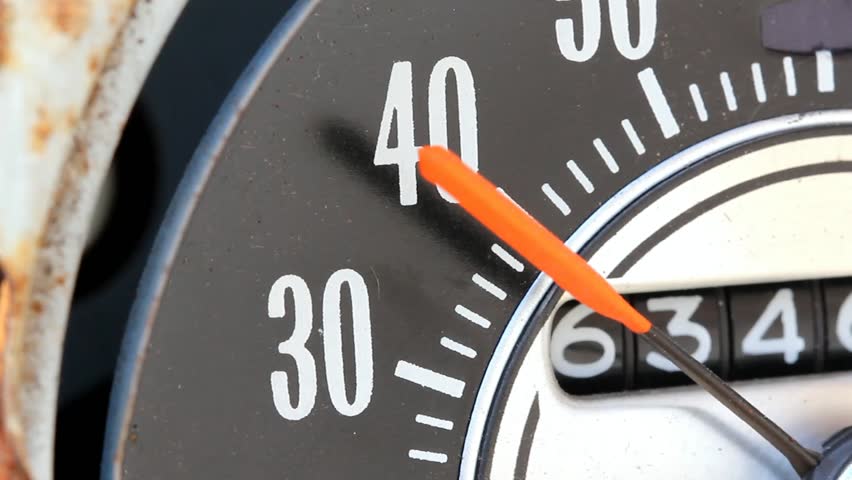 Rusted Old Mechanical Speedometer Showing Thirty Five To Forty Five Miles Per Hour