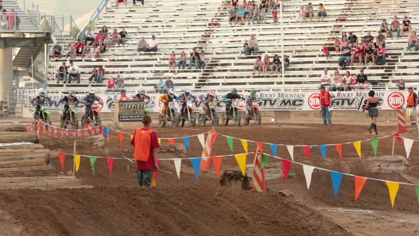 NEPHI, JUAB, UTAH 30 JUN 2012: Economic boost to rural community in annual race.  Extreme motorcycle race start. Juab County extreme enduro. Hard riding and dangerous motor vehicle event.