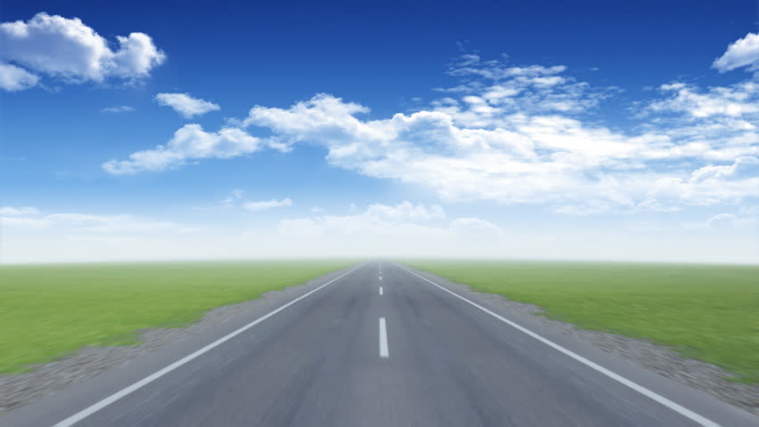 Camera moves on an empty highway during daylight 