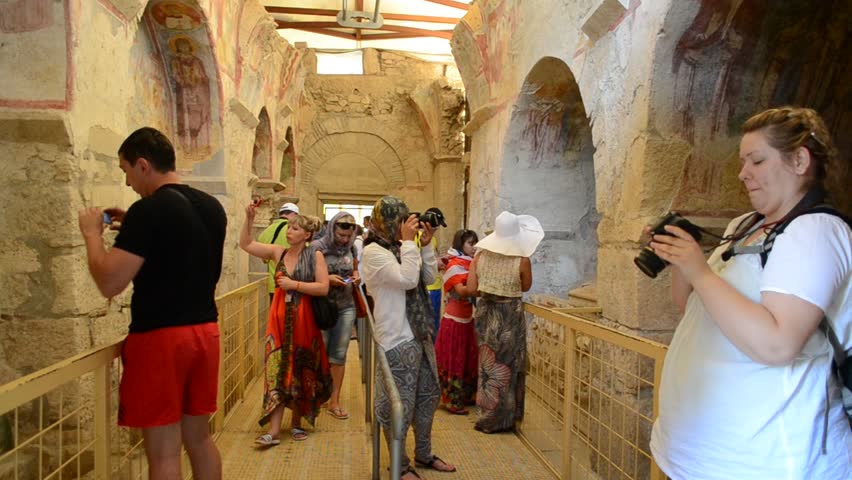 DEMRA, TURKEY - JUNE 9: Toruists visit Sacred Nikolay Chudotvortsa's church on June 9, 2012 in Demra, Turkey