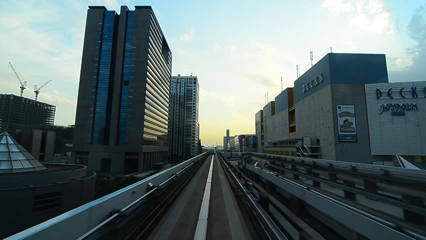 TOKYO - JULY 6: The View from the New Transit Yurikamome  July 6, 2011 in Tokyo, JP. The  line is Tokyo's first fully automated transit system which is controlled entirely by a computer.