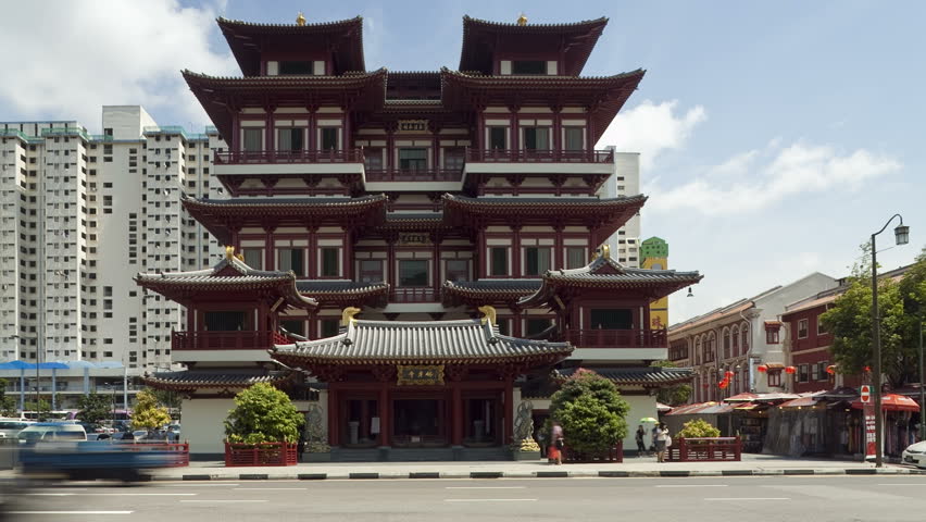 SINGAPORE - CIRCA MAY 2011: Old Chinatown district, New Chinese Buddhist Temple