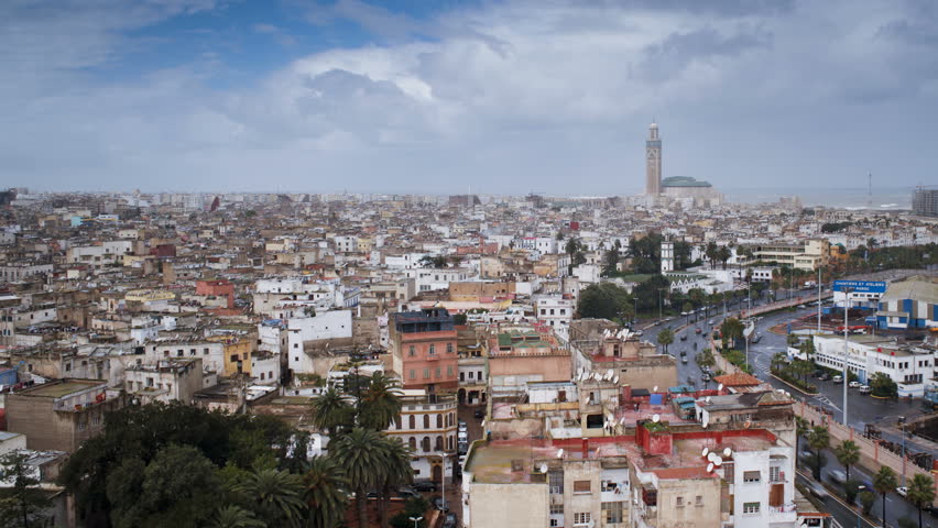CASABLANCA, MOROCCO - CIRCA MAY 2011: Hassan II Mosque and skyline view in the daytime