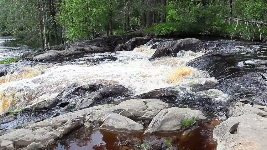 Ruskeala waterfalls - four lowland falls in Sortavala region on the river Tohmajoki in Ruskeala, Karelia, Russia