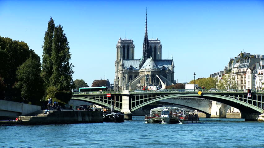 Notre Dame in Paris,France from a cruise on the river Seine