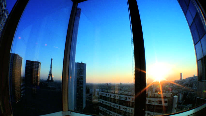 Time-lapse view of Paris & Eiffel Tower at sunrise 