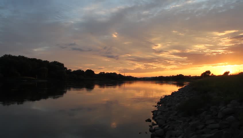 Sunset on the Elbe river in Saxony-Anhalt / Germany