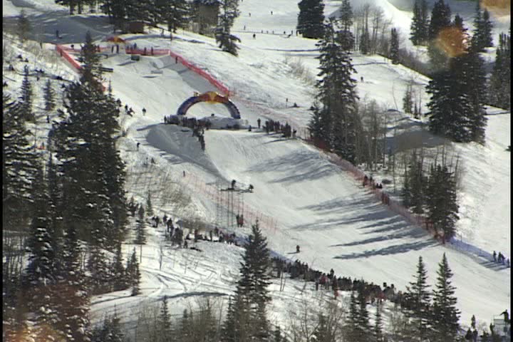 Snowbird, UT - January 2000: "Huckfest" snowboard big air contest.