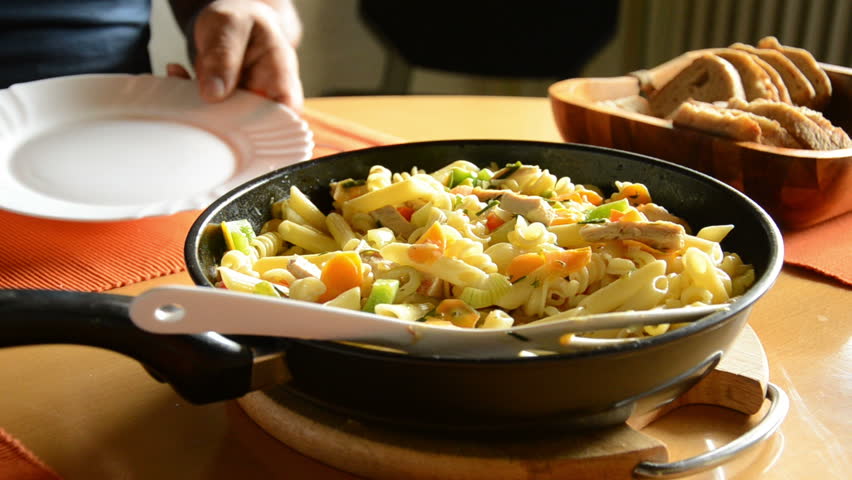 noodles in a pan