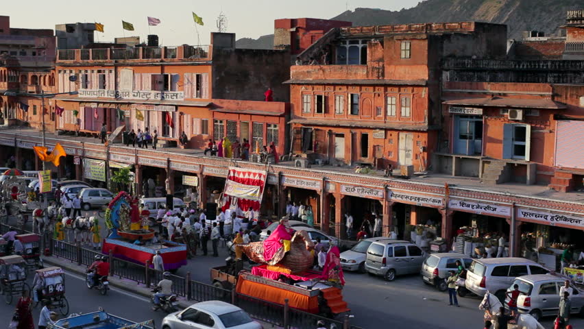 Rajasthan, India - CIRCA May 2011: Traffic congestion and street life in the City of Jaipur