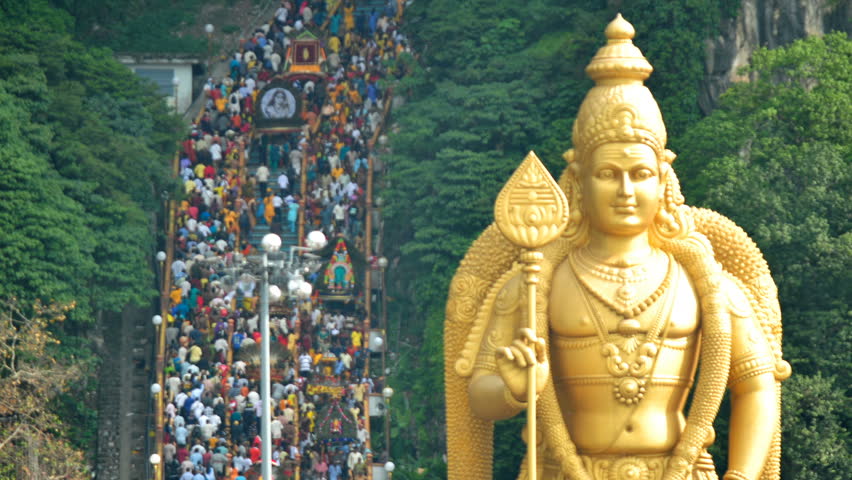 MALAYSIA - JANUARY 20: Time lapse of the Thaipusam festival, celebrated mostly by the Tamil, on January 20, 2011 at Batu Caves in Kuala Lumpur, Malaysia.