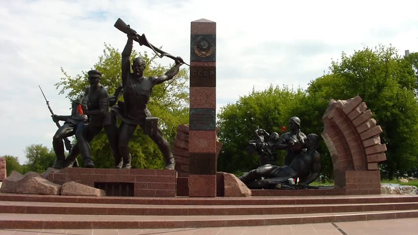 BBREST, BELARUS - AUGUST 4: Monument to the border guards and their families who died during the first days of hostilities, installed in the memorial complex "Brest Fortress".