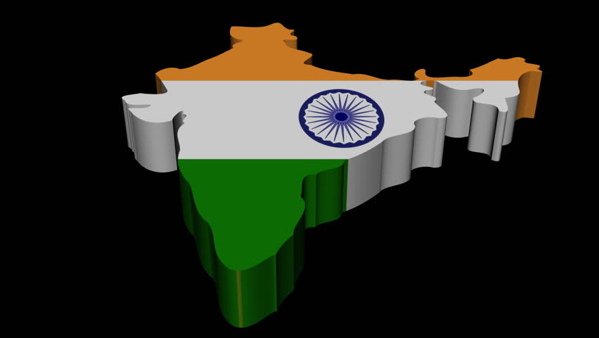 India map flag with many people animation