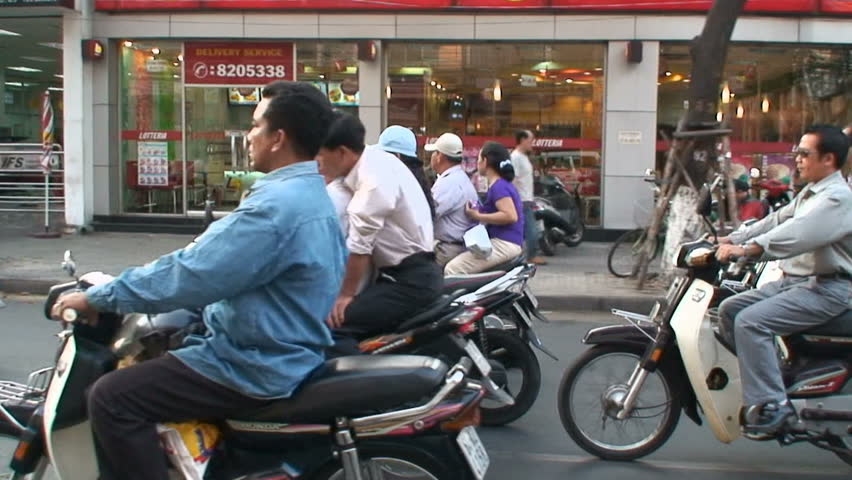 HO CHI MINH CITY - CIRCA APRIL 2007: Busy Street Traffic in Ho Chi Minh City - Circa April 2007