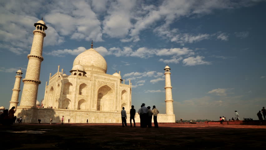 AGRA, INDIA - NOVEMBER 18: Timelapse of tourist activity inside Taj Mahal on November 18, 2010 in Agra, India.