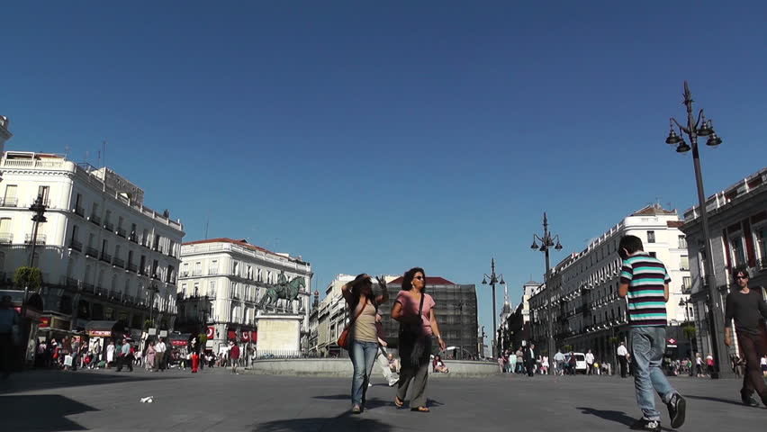 MADRID SPAIN - 24 MAY: downtown of Madrid at Plaza De La Puerta Del Sol in 2012