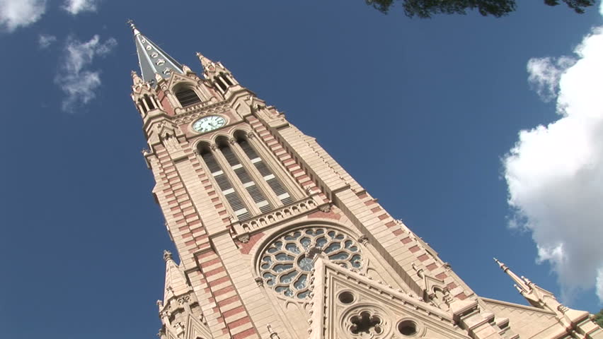 ARGENTINA - MAY 2007: a panned up shot of a church in Buenos Aires, Argentina