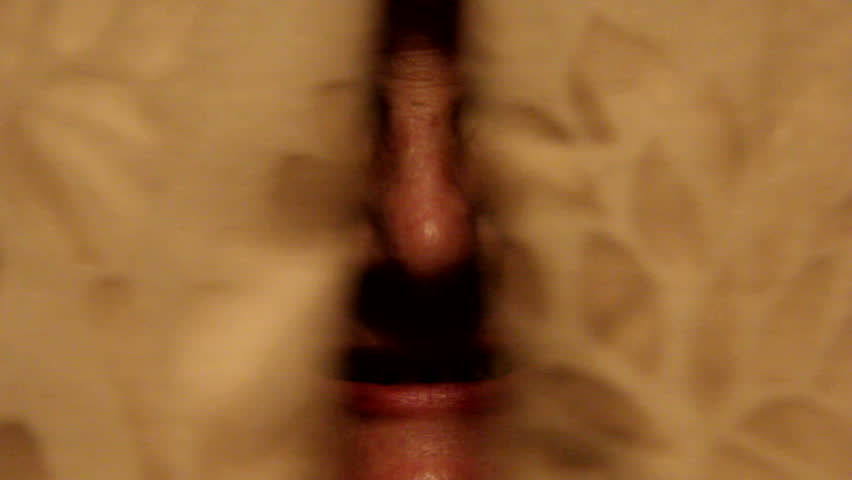 Scary face appears from behind curtain 
