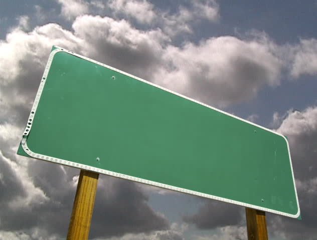 Blank Road Sign with Dramatic Time-Lapse Clouds
