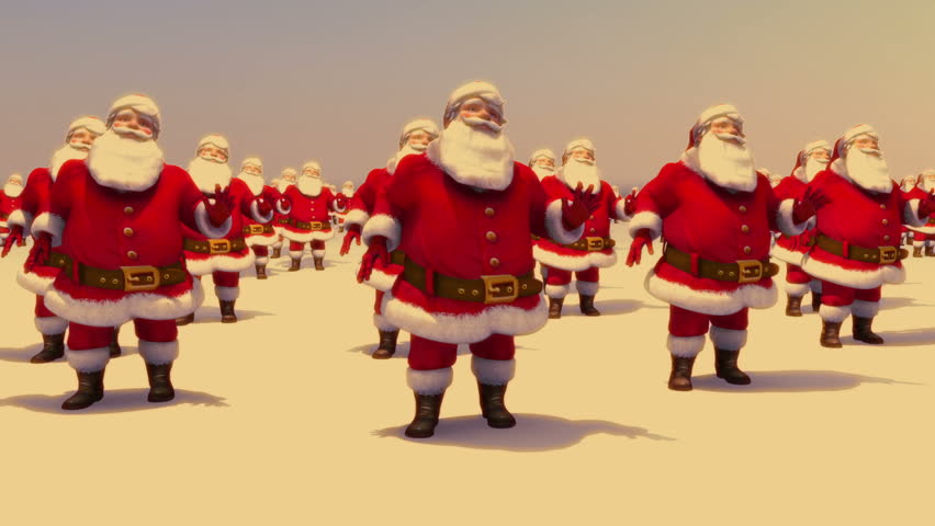 Santas dancing