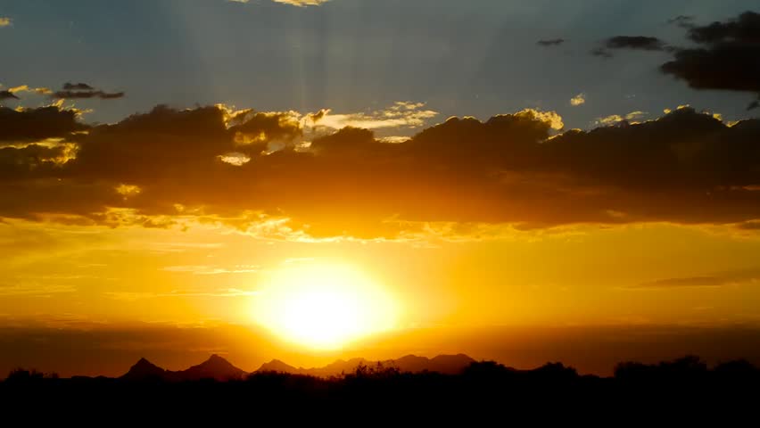 The sun setting in the Arizona desert