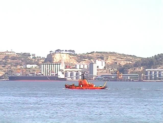 Towboat sailing in the port