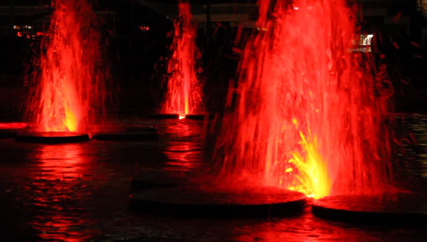 Fountain in Plovdiv at night, Bulgaria