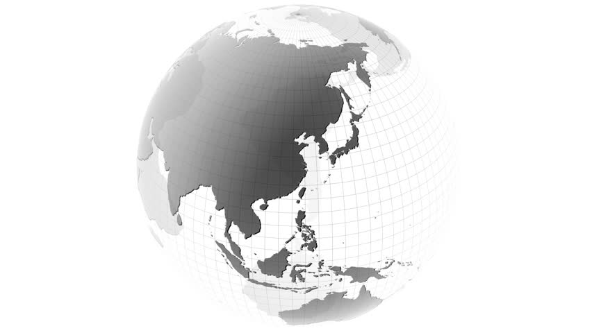 Rotating 360 clean earth globe with transparent oceans and very detailed texture map, HD 1080p, seamless loop