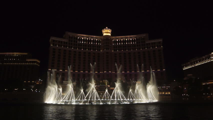 LAS VEGAS - SEPTEMBER 17: Night fountains show of Bellagio hotel September 17, 2012 in Las Vegas, Nevada, USA.  