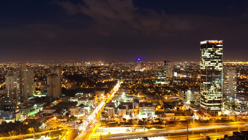 Tel Aviv Skyline From Day to Night - Time Lapse