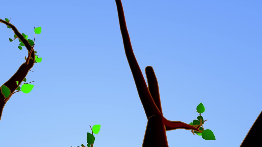 Growing up cartoon tree animated with alpha mask