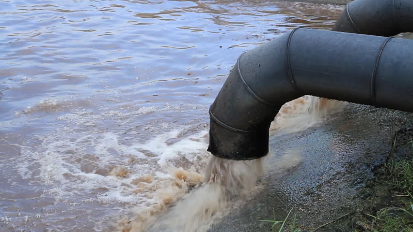 Dirty water flows from a pipe