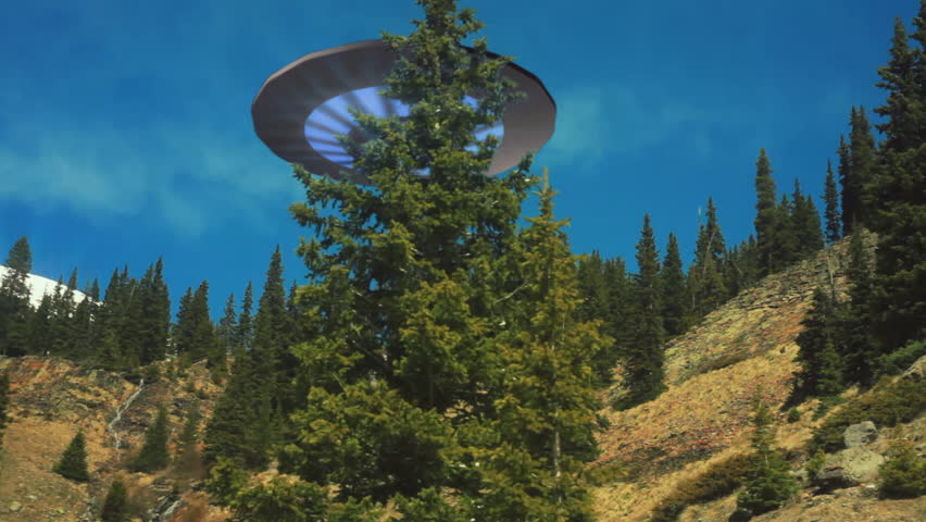 UFO flying near pine trees in colorado