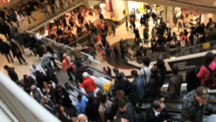 Shoppers at Busy Crowded Mall