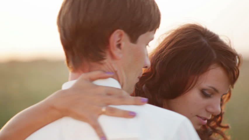 Evening married couple dance. Sensual look.