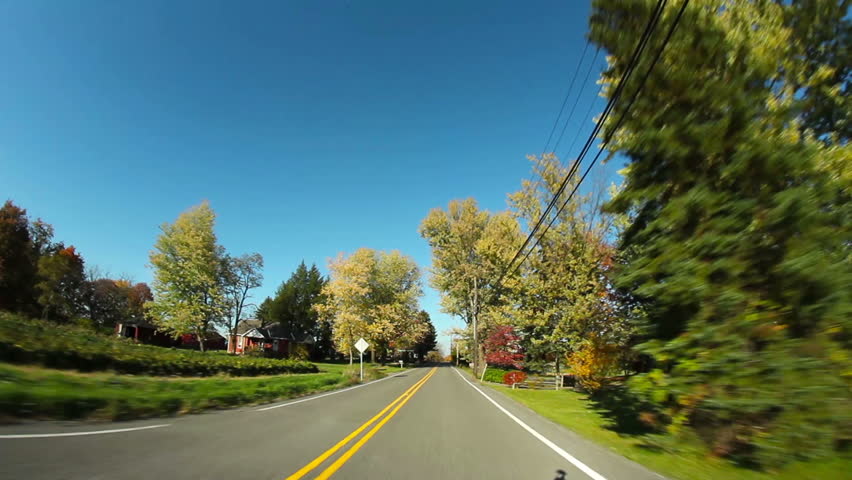 Driver's perspective of the back roads of western Pennsylvania on a crisp Autumn day.