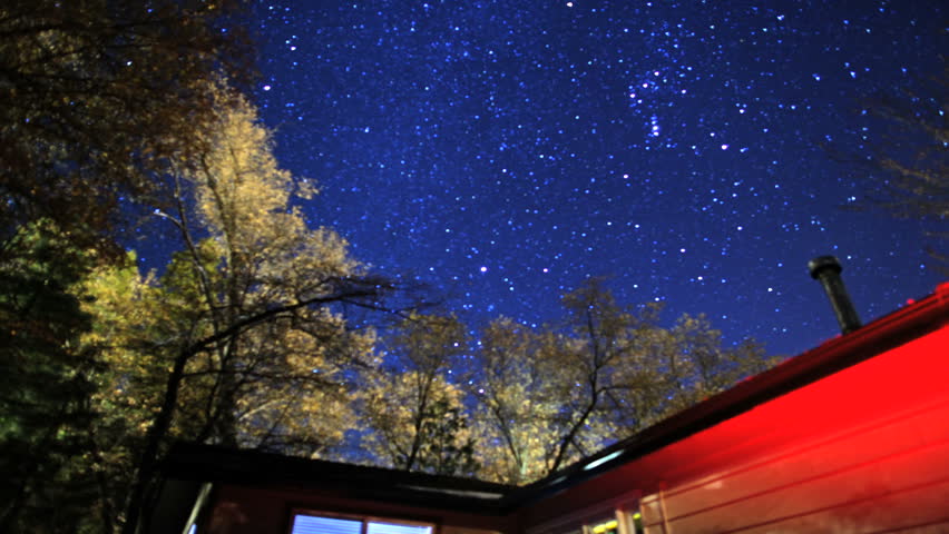 Incredible Stars Galaxy Timelapse Over Red House Cabin