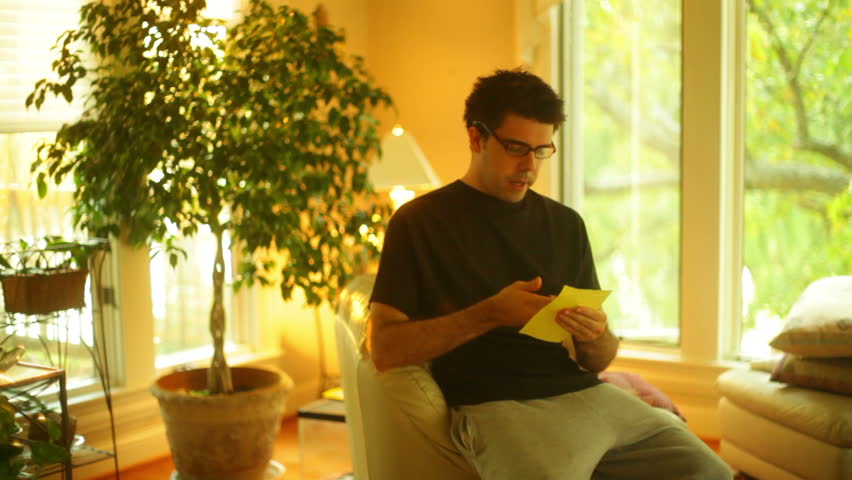 Reading rehearsal notes or notes for a speech.